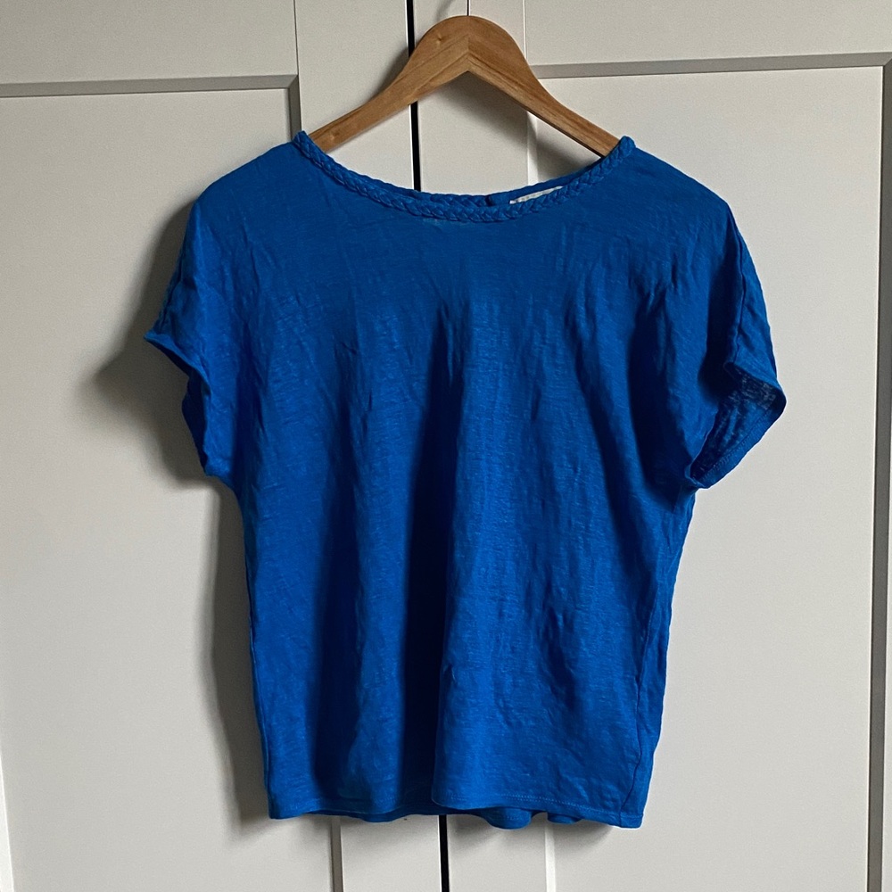 Rachel Zoe blue linen top